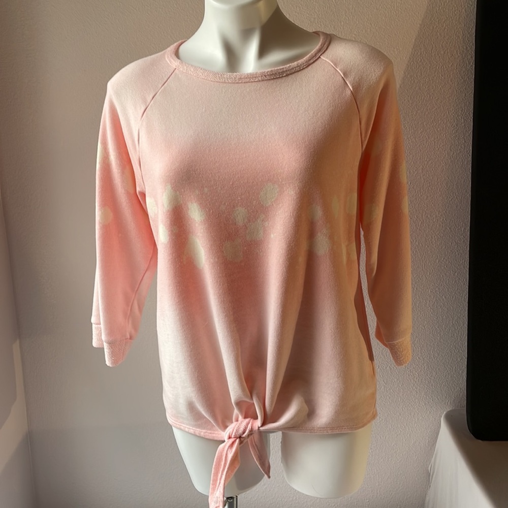 3/$10 - Active terry cloth tie top. Pink w/white blotches. Worn once. Med.